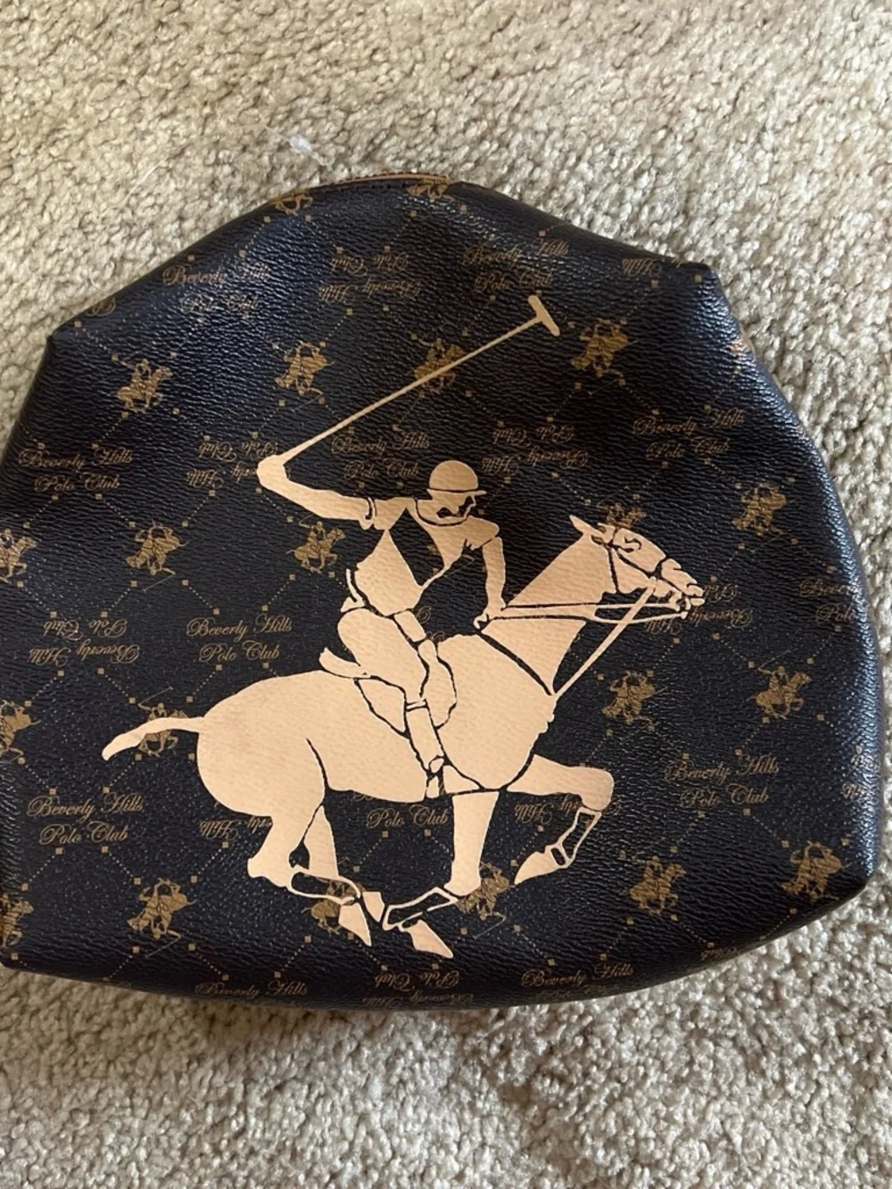 Beverly Hills Polo Club Black & Tan Horse Logo Pouch